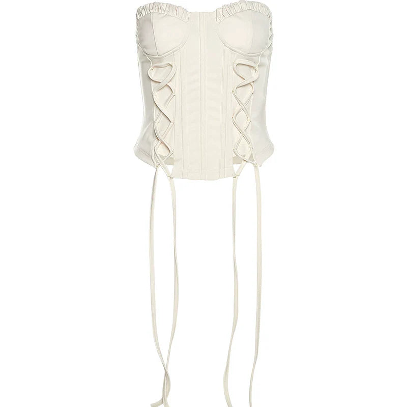 Asymmetrical Lace-Up Tube Top