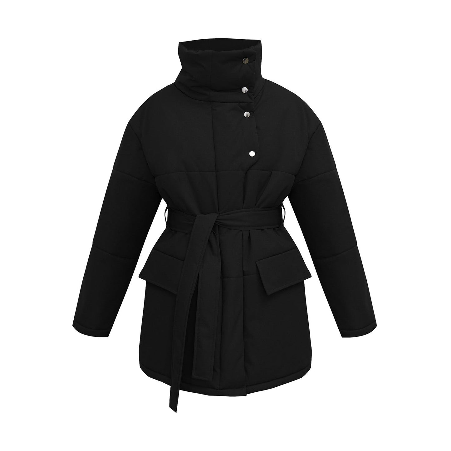 Collette Belted Stand Collar Coat
