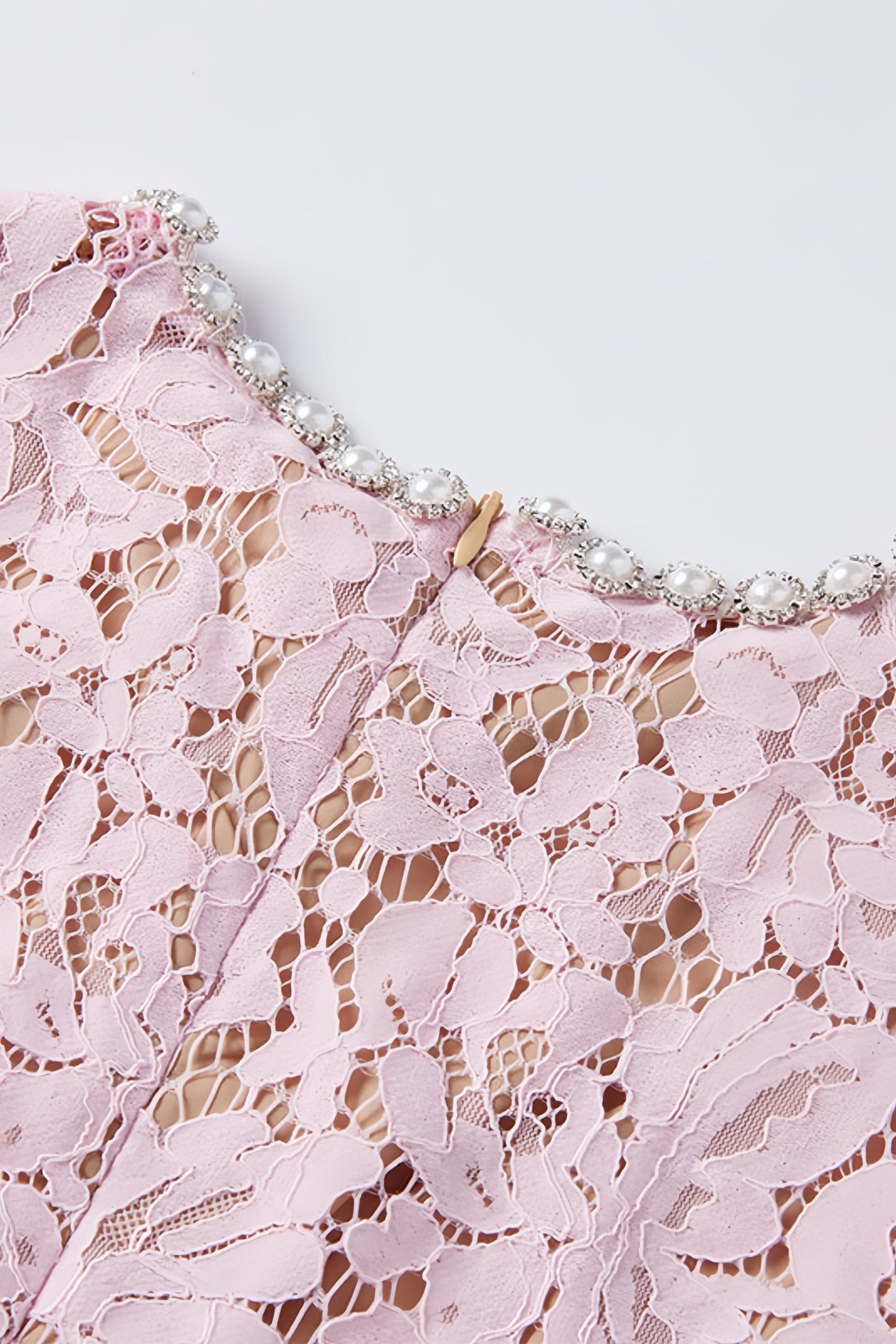 Ariela Pink Lace Bow Trim Midi Dress