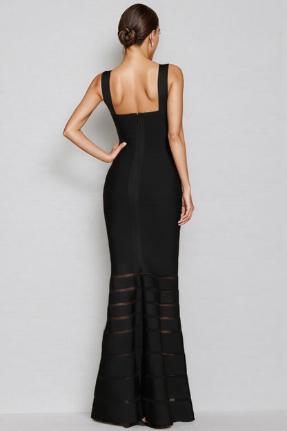 Quillx Black Strapless Fishtail Maxi Dress