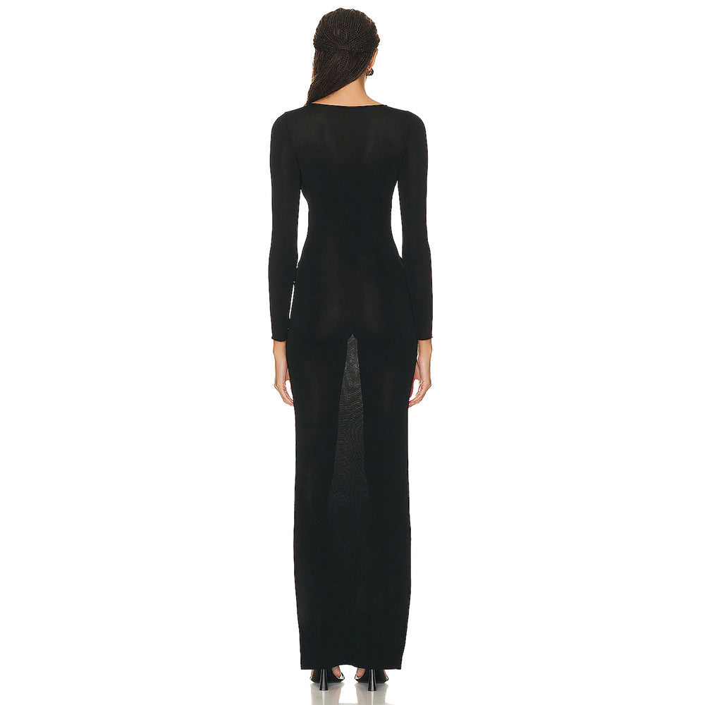 Metal Butterfly Decoration Hollow Out Cutout Dress Dress Dress