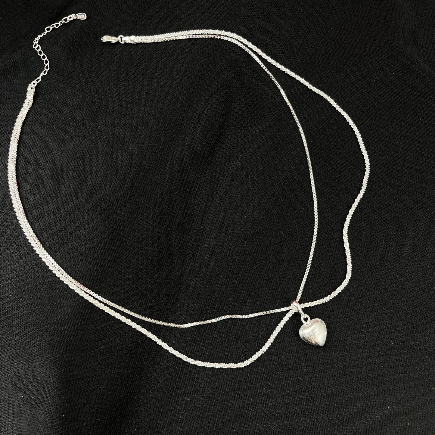 Minimal Double Layer Heart Pendant NeckLace