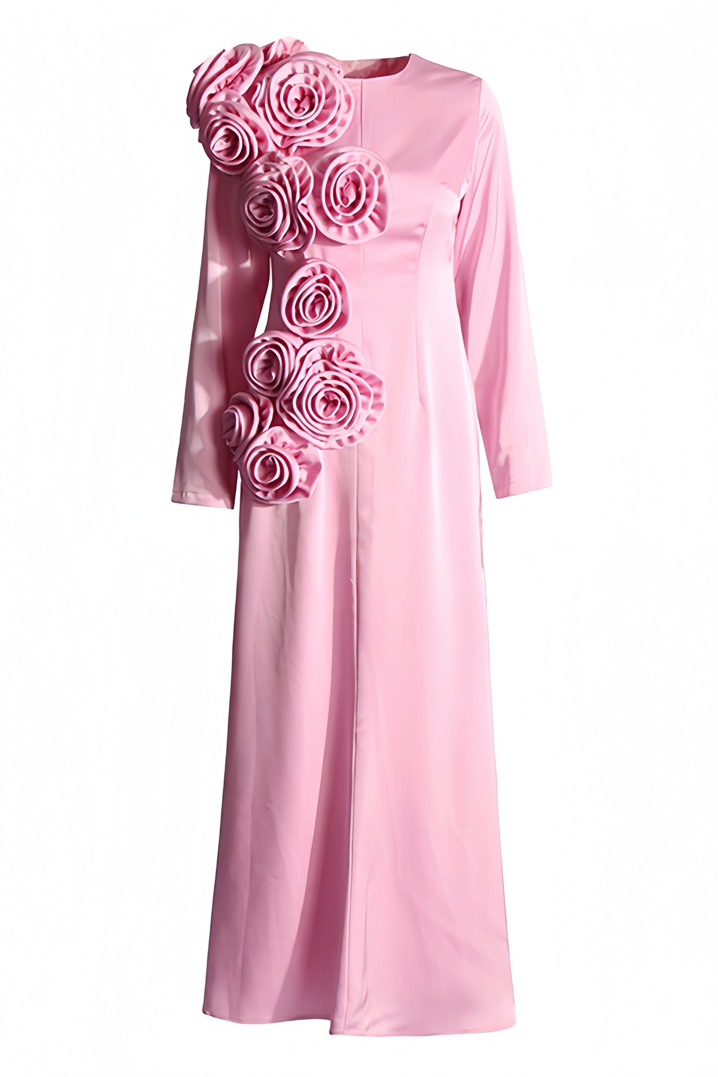Samala 3D Floral Satin Maxi Dress
