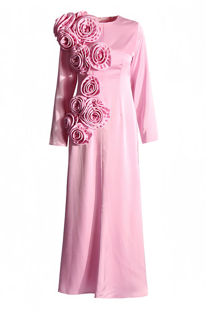 Samala 3D Floral Satin Maxi Dress