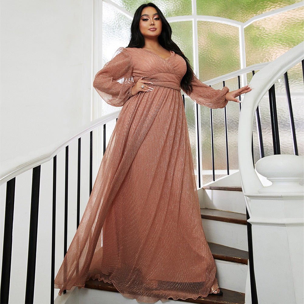 Plus Size Long Wedding Party Cocktail Light Luxury Evening