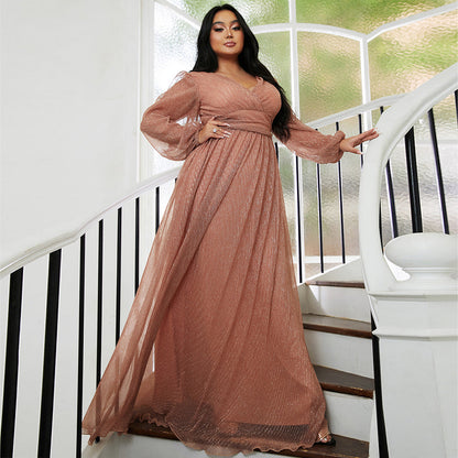 Plus Size Long Wedding Party Cocktail Light Luxury Evening
