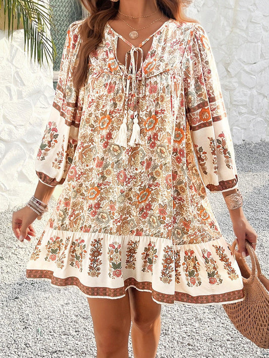 Floral Boho Mini Cute Short Flowy Dress