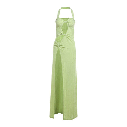 French Formal Dress Halter High Slit