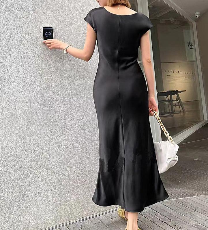 Bias Cut Satin Silk Long Dress Women Summer Maxi Triacetate