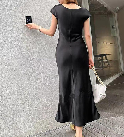 Bias Cut Satin Silk Long Dress Women Summer Maxi Triacetate