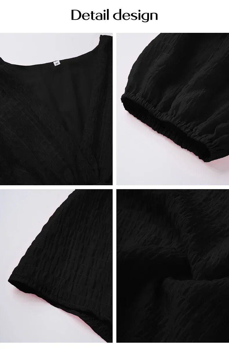 Black Puff Sleeve Maxi Summer Dress