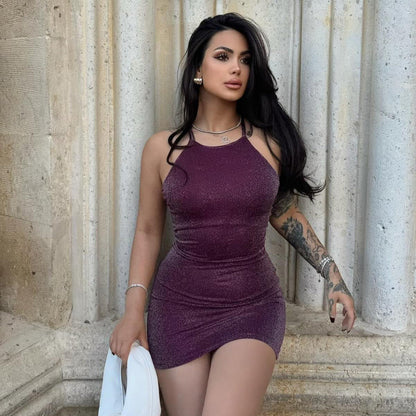 Back Cross Strap Backless Sleeveless Dress