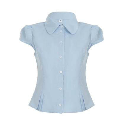 Esmee Pleated Button-Up Blouse