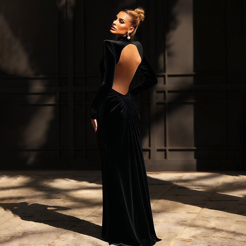 | High Neck Backless Maxi Dress