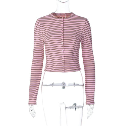 Bo Striped Button-Up Cardigan