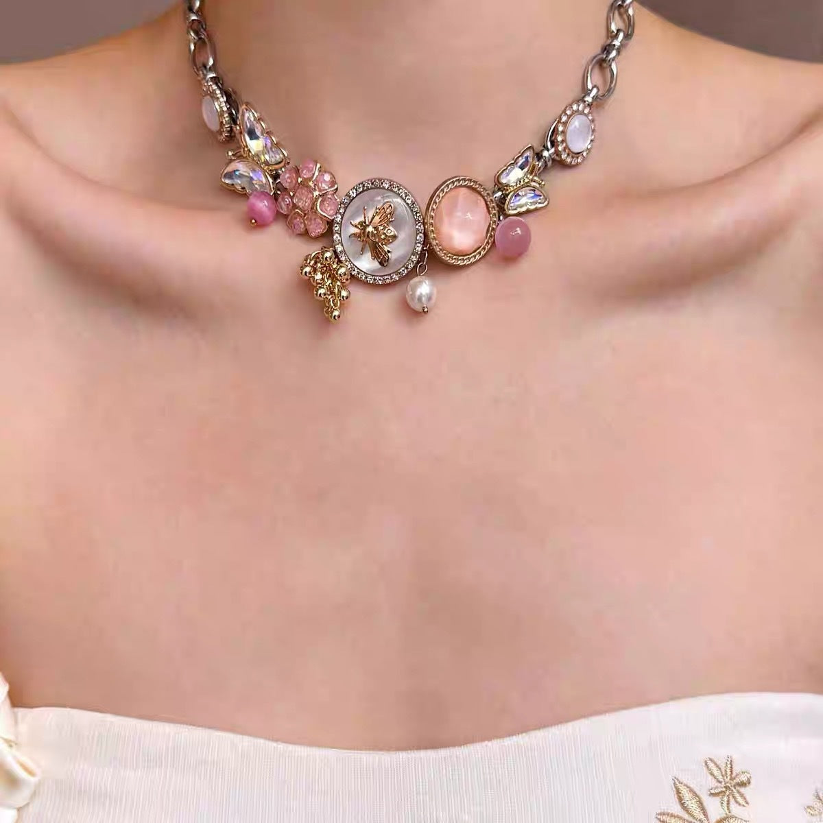 Vintage Gem Beaded Stackable NeckLace