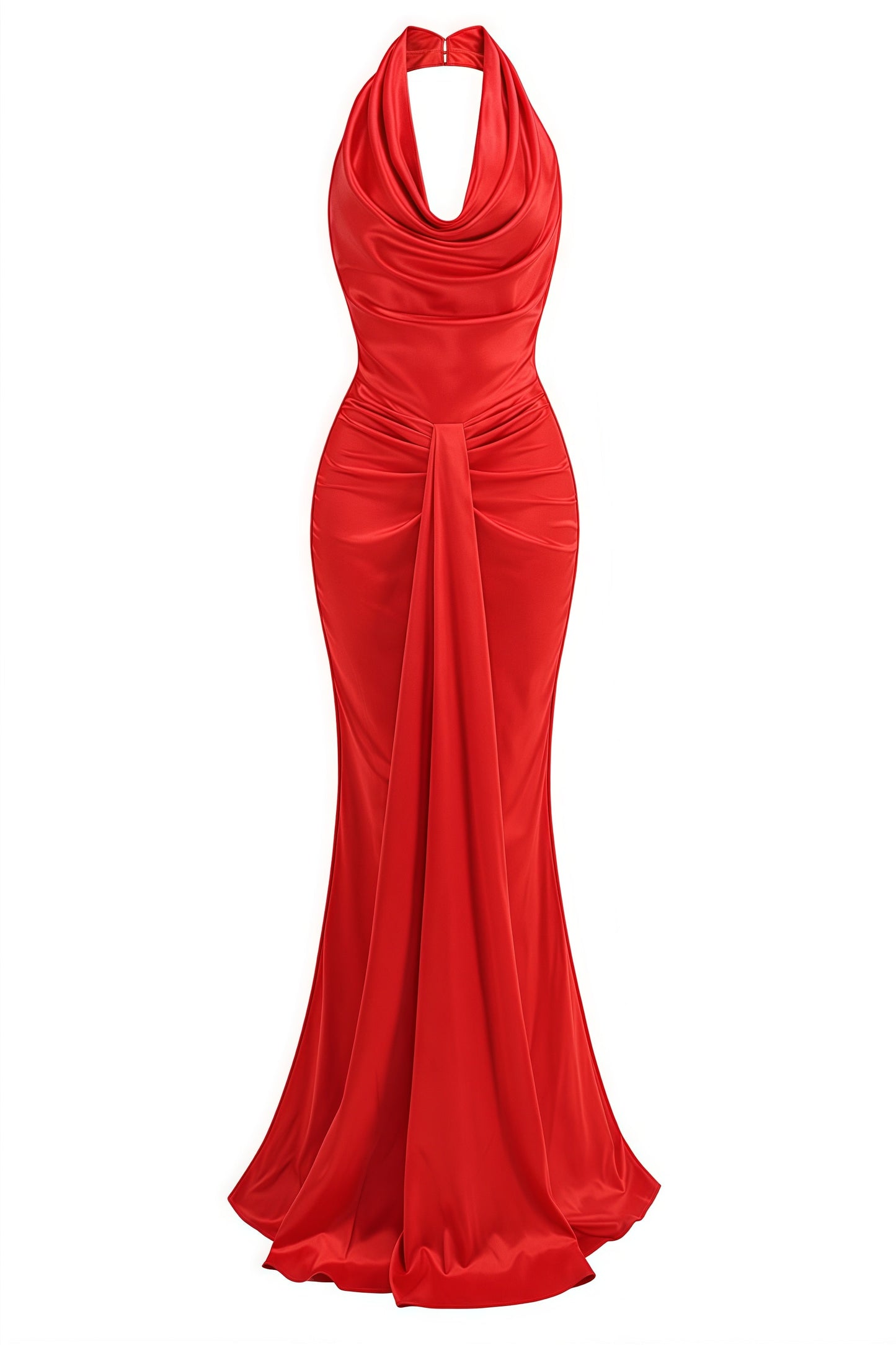 Sena Red Hanging Neck Maxi Dress