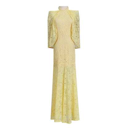 GracefulElegant Dress  Light Luxury Embroidered Chic Transparent Shawl Dress for