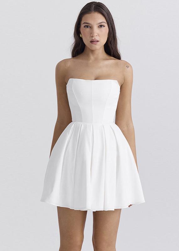 Strapless Corset Pleated Skater Mini Dress