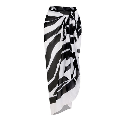 One Piece Swimsuit Black White Two Piece Sets Swimsuit Chiffon Dress
