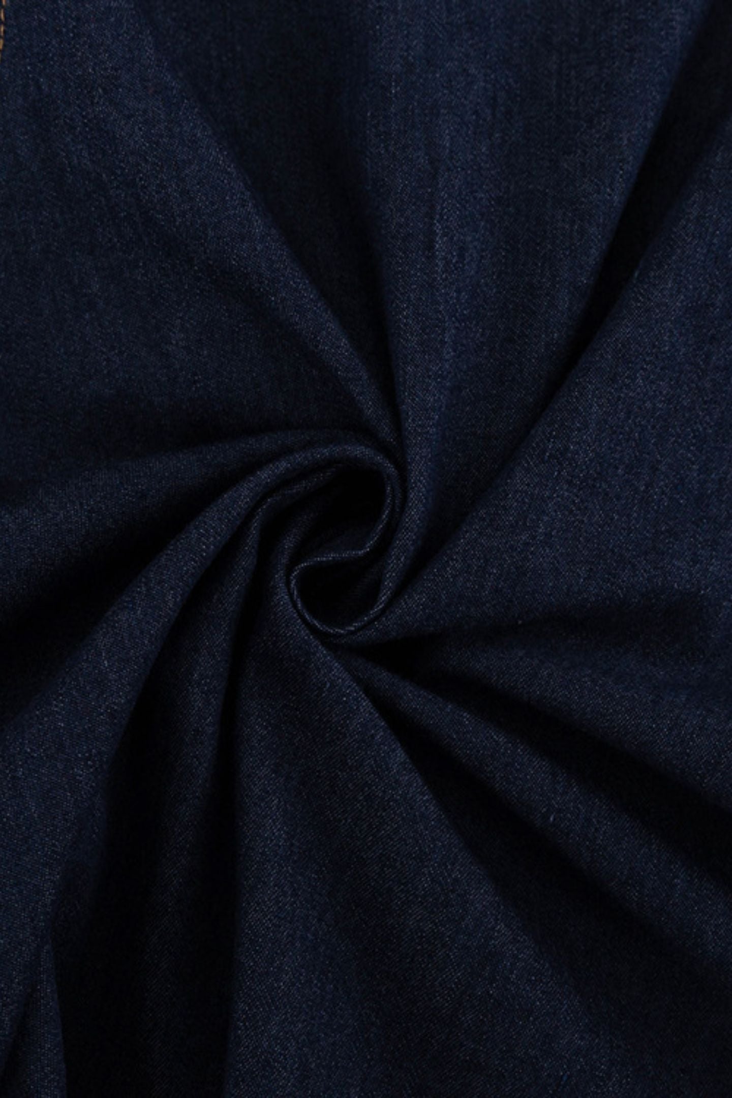Mandarin Collar Puff Sleeve Button Front Denim Fit and Flare Mini Dress
