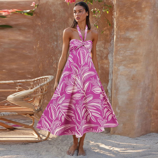 Halter Dress Bohemian Printed Maxi