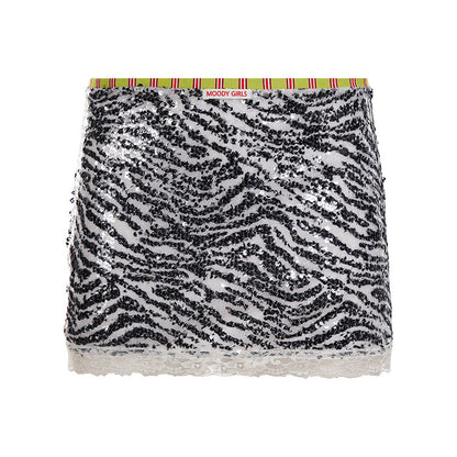 Zaylie Sequin Zebra Mini Skirt