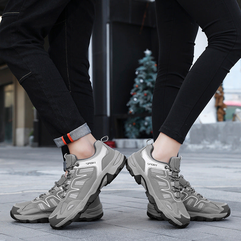 Women's Gray Non-Slip Sneakers With Lace Up Comfort Fit