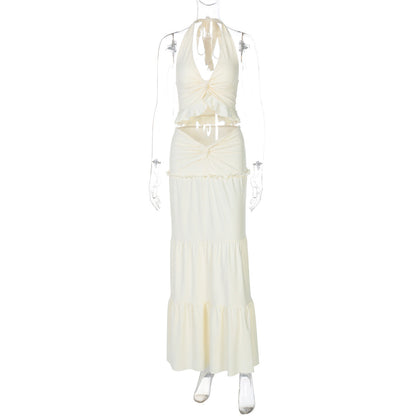 Shawna Twisted Halter Maxi Skirt Set