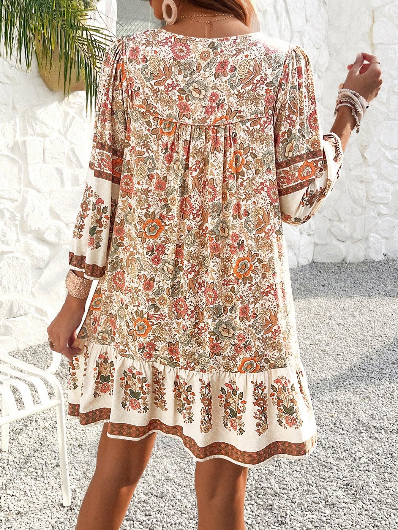 Floral Boho Mini Cute Short Flowy Dress