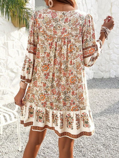 Floral Boho Mini Cute Short Flowy Dress