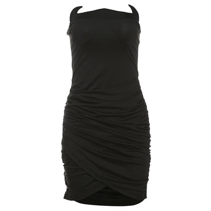 Elegant Slim Pleated Tube Top Hip