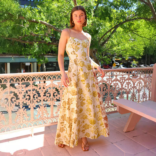 Spaghetti Strap Floral Print A-Line Maxi Dress