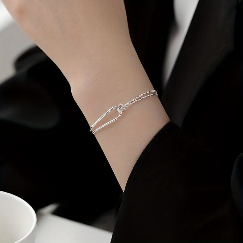 Chic Knotted Double-Layer Half Bangle Chain Bracelet