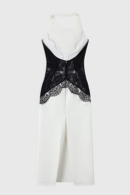 Kellan Crepe And Lace Open Back Maxi Dress