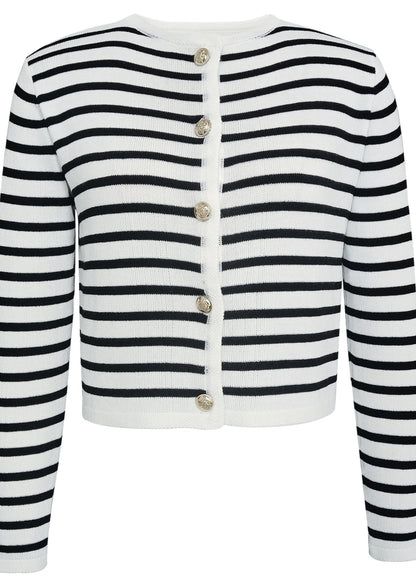 Marseille Knit Set Striped Cardigan & High-Waisted Shorts