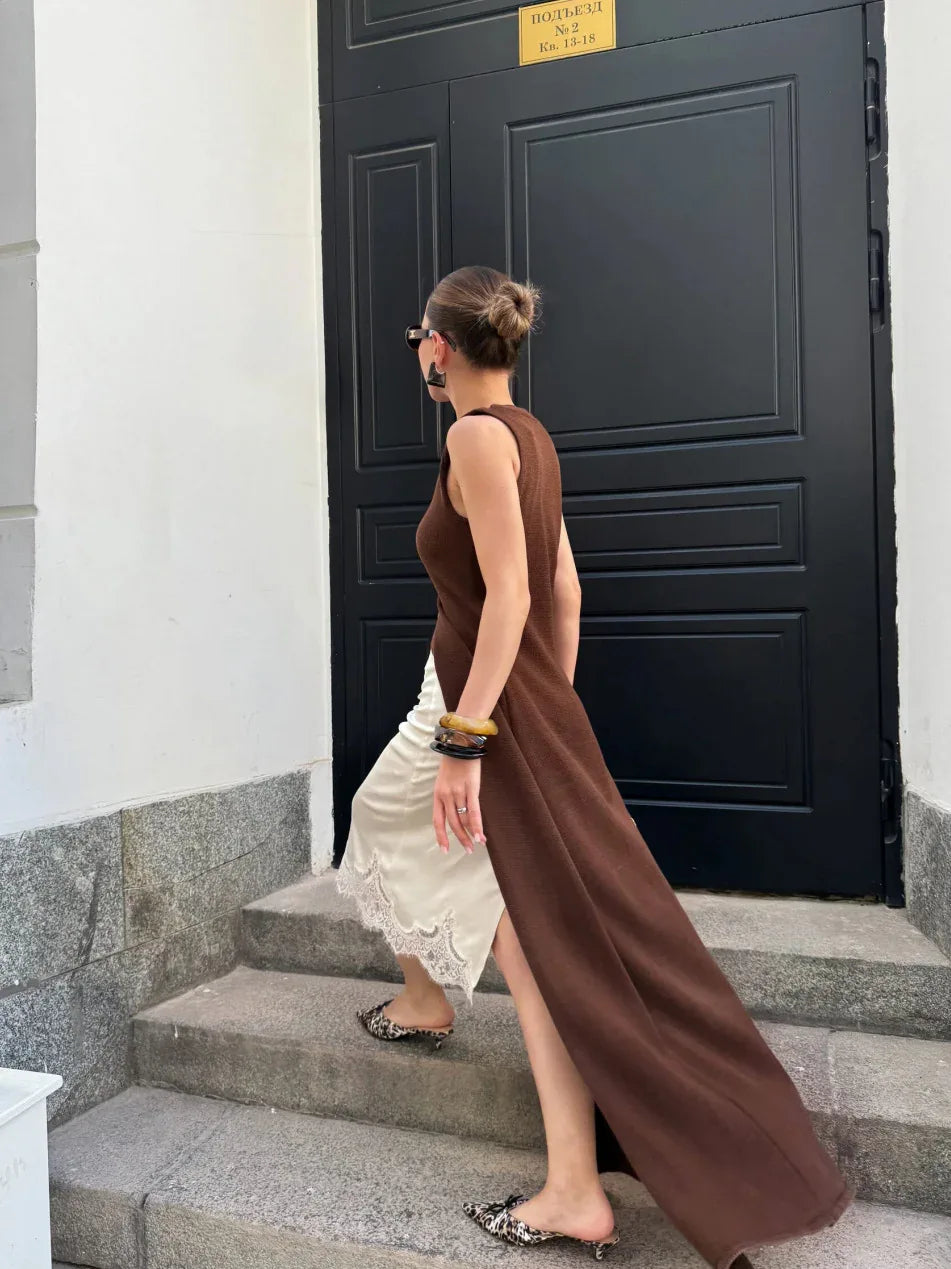 Soft knit long vest cardigan for summer days