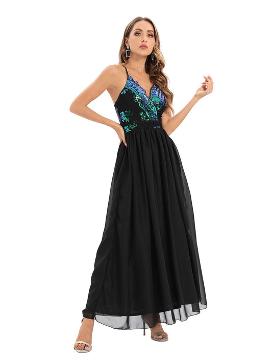 Backless Spaghetti Straps Dress Maxi Dress Evening Dress