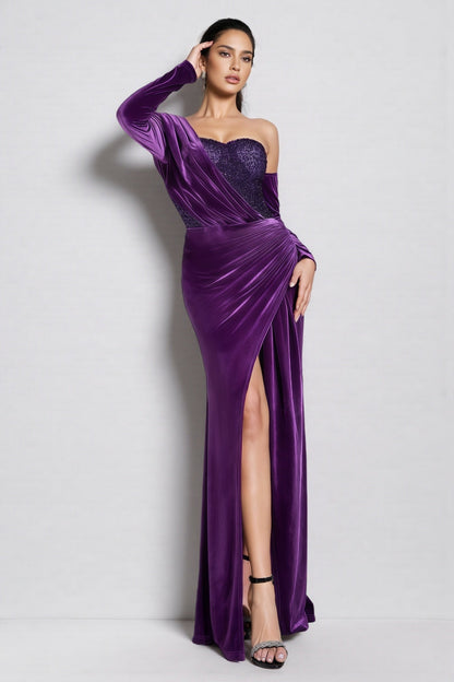 Lopez Purple Sequin Maxi Dress