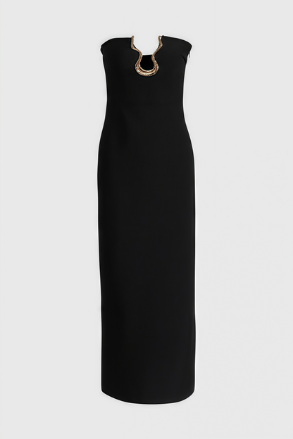 Jeandi Black Bustier Bandage Maxi Dress