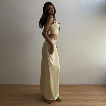 Camisole Lace Maxi Skirt Suit