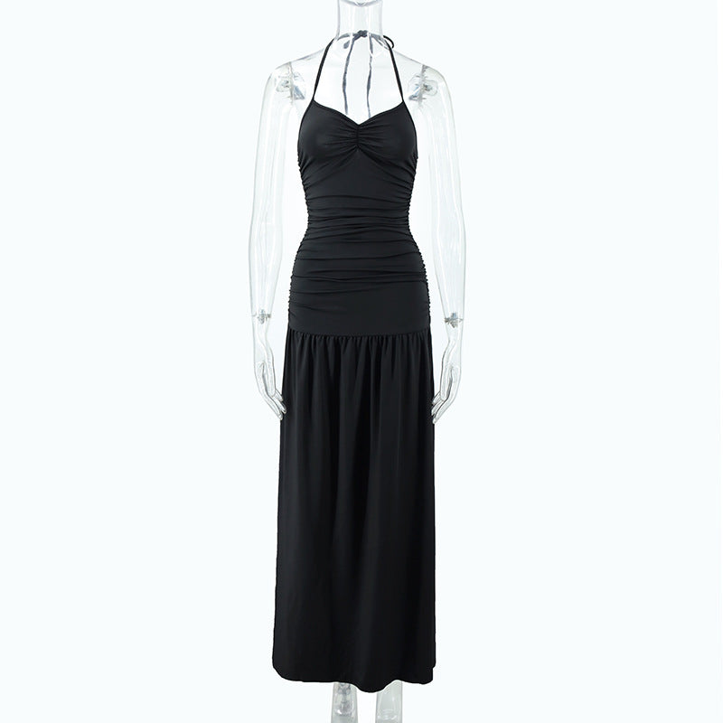 Halter Slim Fit Backless Hip Side Slit Maxi Dress