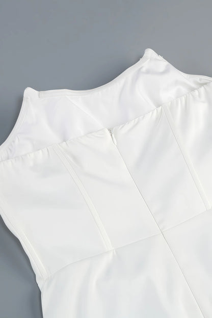 Donna White Strapless Fishbone Maxi Dress