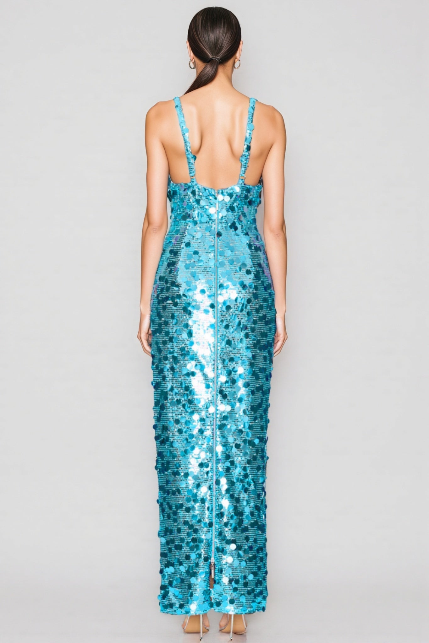 Ellis Sequin Deep V Strapless Maxi Dress