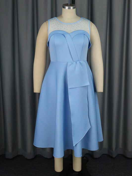 Personalized Mesh Stitching Dress Elegant Stick Crystals A line Dress