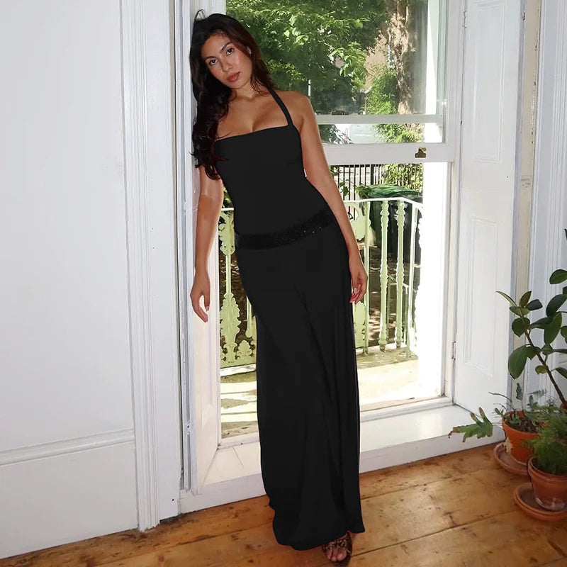 Eleanor Sequin Halter Maxi Dress