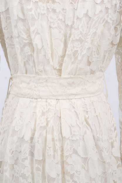 Melis Pleated Corded Lace Midi Dress