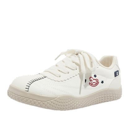 Women's Stylish Laced Up Blue Leather Sneakers