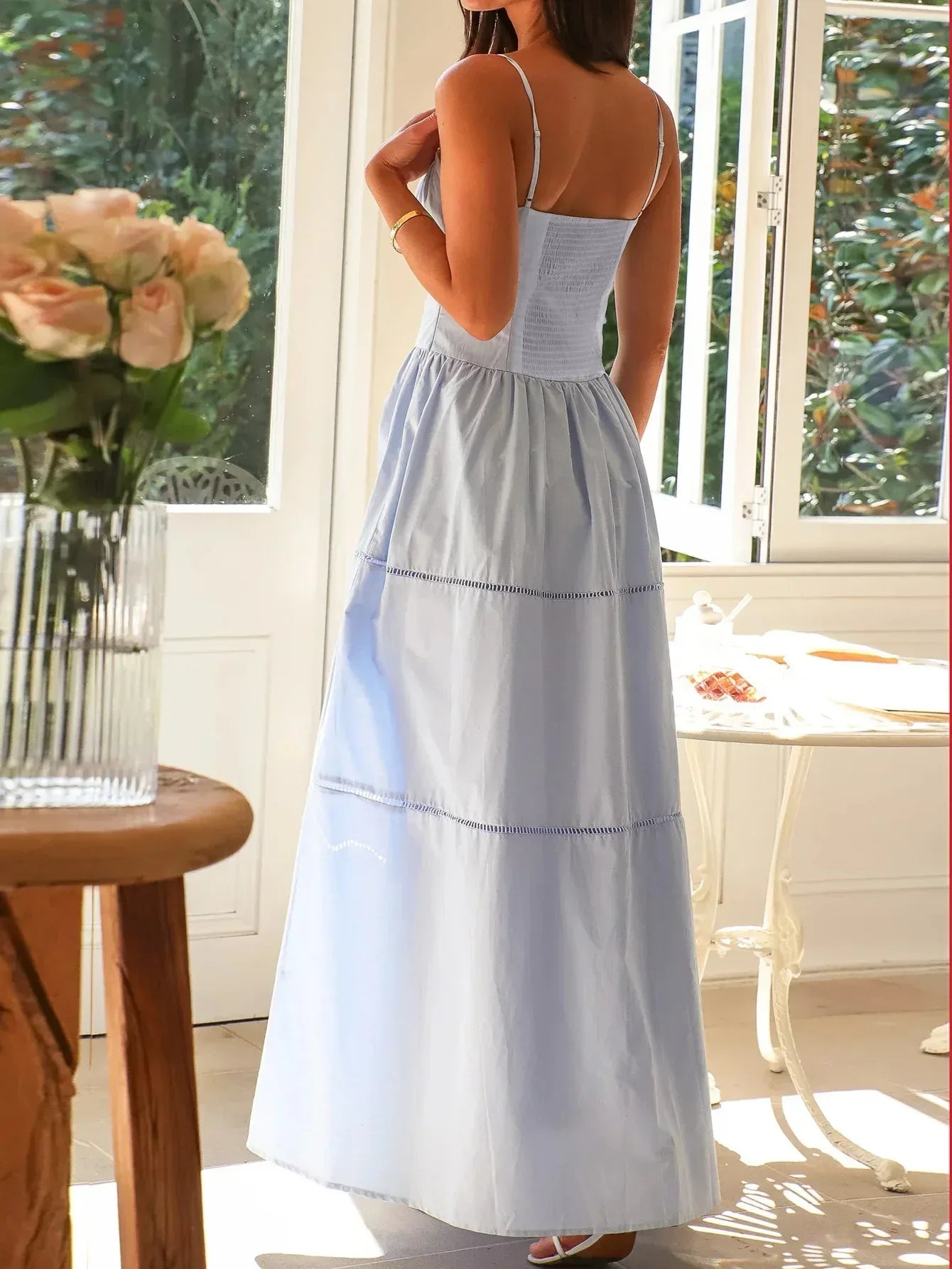 Coral Smocked Bodice Maxi Sun Dress