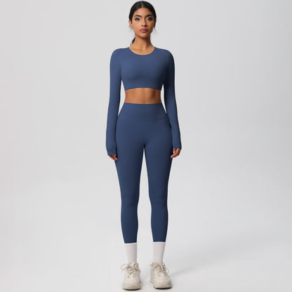 Long Sleeve Crop Top & High-Waisted  Set